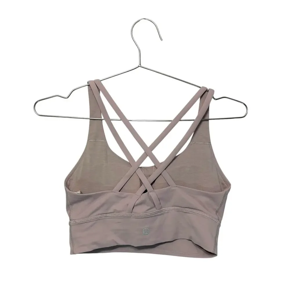 Lululemon Energy Bra Women's Sz 6 Pale Pink Long Line Stretch Sports Yoga Chic
